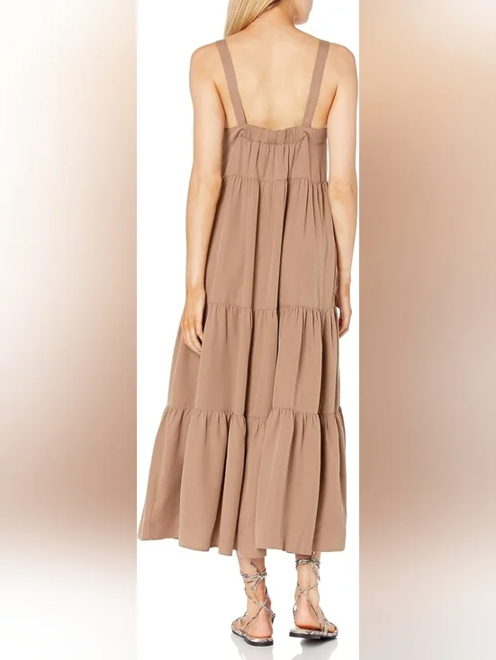 The Drop BRITT dress In Mushroom Size S. Tiered Strappy Maxi Dress - Picture 4 of 6